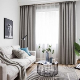Massiver Grauer Verdunkelungsvorhang, Maßgefertigt, Vorhang, Modern, Schlicht, Für Wohnzimmer Und Schlafzimmer, Stoff