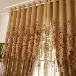 Retro Gardine Jacquard Gardine Wohnzimmer Braun Maßanfertigung