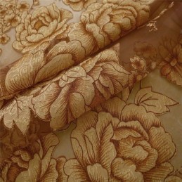 Retro Gardine Jacquard Gardine Wohnzimmer Braun Maßanfertigung