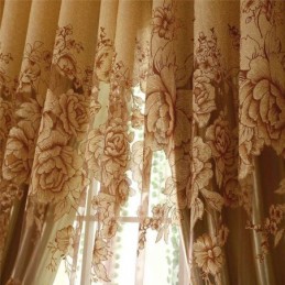 Retro Gardine Jacquard Gardine Wohnzimmer Braun Maßanfertigung