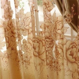 Retro Gardine Jacquard Gardine Wohnzimmer Braun Maßanfertigung