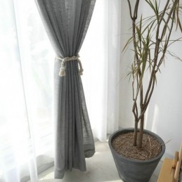 Grauer Transparenter Vorhang, Maßgefertigt, Vorhang, Atmungsaktiv, Einfarbig, Voile, Für Wohnzimmer Und Schlafzimmer
