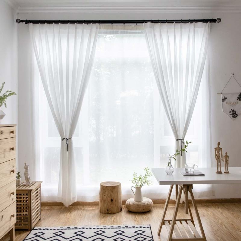 Weißer Chiffon-Vorhang, Maßgefertigt, Modern, Atmungsaktiv, Für Wohnzimmer, Schlafzimmer, Kinderzimmer