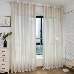 Nordischer Schlichter Transparenter Vorhang, Maßgefertigt, Vorhangstreifen, Jacquard, Umweltfreundlich, Leinen-Mischgewebe