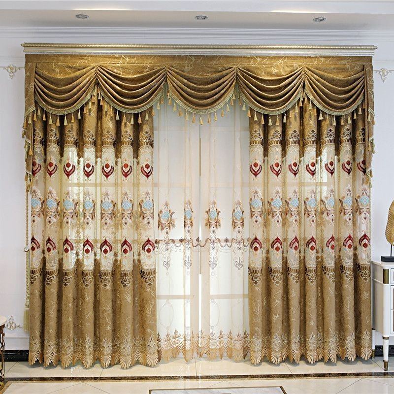 Chenille-Vorhang Nach Maß Vorhang Europa-Stil Fensterbehandlung