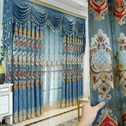 Chenille-Vorhang Nach Maß Vorhang Europa-Stil Fensterbehandlung