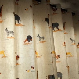 Beige Cartoon Muster Vorhang Maßanfertigung Vorhang Löwe Giraffe Elefant Kinderzimmer Vorhänge