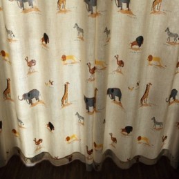 Beige Cartoon Muster Vorhang Maßanfertigung Vorhang Löwe Giraffe Elefant Kinderzimmer Vorhänge