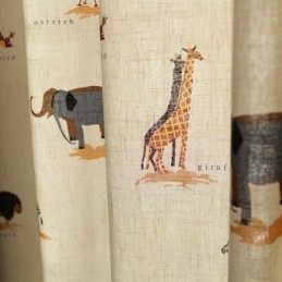 Beige Cartoon Muster Vorhang Maßanfertigung Vorhang Löwe Giraffe Elefant Kinderzimmer Vorhänge