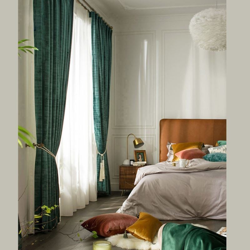 Velvet Max Verdunkelungsvorhang, Maßgefertigt, Vorhang, Malachitgrün, Einfarbig, Für Schlafzimmer