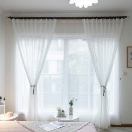 Weißer Atmungsaktiver Transparenter Vorhang, Maßgefertigt, Vorhang, Modern, Schlicht, Für Wohnzimmer, Schlafzimmer, Arbeitszimmer, Stoff