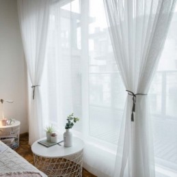 Weißer Atmungsaktiver Transparenter Vorhang, Maßgefertigt, Vorhang, Modern, Schlicht, Für Wohnzimmer, Schlafzimmer, Arbeitszimmer, Stoff
