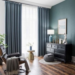 Massiver Blauer Verdunkelungsvorhang, Maßgefertigt, Vorhang, Modern, Schlicht, Für Wohnzimmer Und Schlafzimmer, Stoff