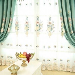 Atmungsaktiver, Durchsichtiger Vorhang Mit Stickerei, Maßgefertigter Vorhang, Amerikanische Luxus-Fensterbehandlung