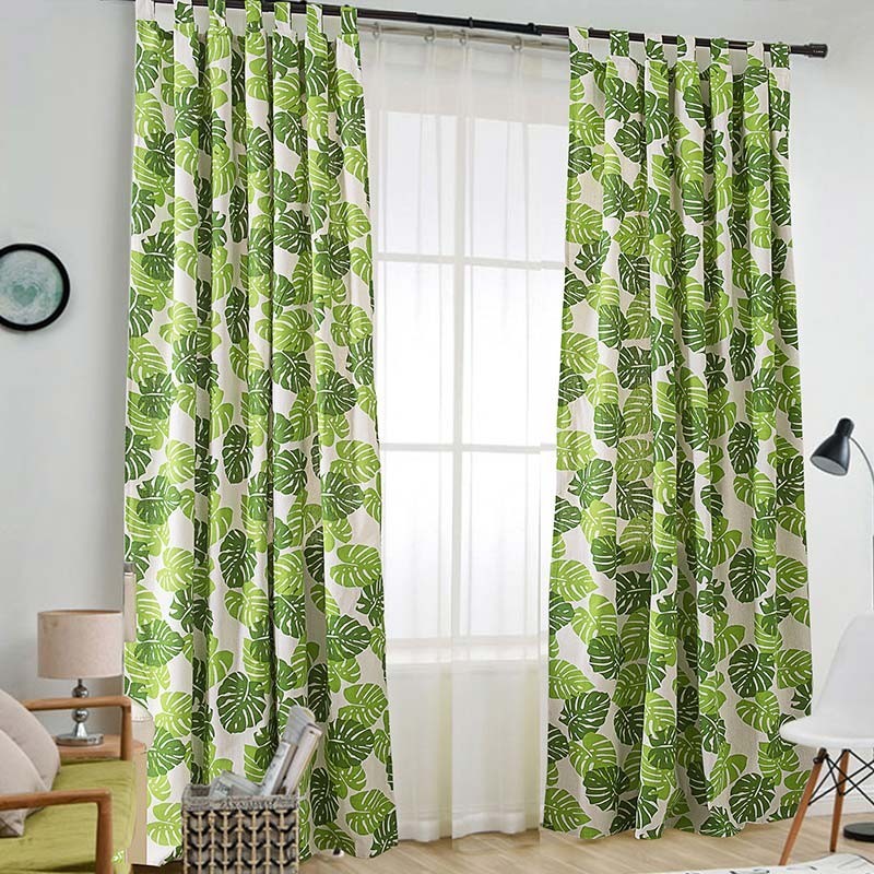 Vorhang Mit Bananenblatt-Druck, Maßgefertigt, Nordischer Stil, Für Wohnzimmer, Schlafzimmer, Arbeitszimmer, Halbverdunkelnder Stoff