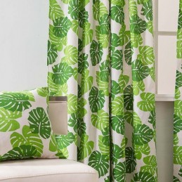 Vorhang Mit Bananenblatt-Druck, Maßgefertigt, Nordischer Stil, Für Wohnzimmer, Schlafzimmer, Arbeitszimmer, Halbverdunkelnder Stoff