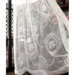 Europäischer Stil Durchsichtiger Vorhang Maßgefertigt Vorhang Panel Spitze Rose & Spiegel Voile Balkon Erkerfenster Eins