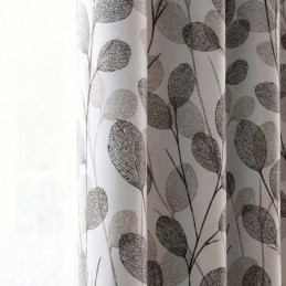 Einfacher Vorhang Mit Blattdruck, Maßgefertigt, Vorhang Im Nordischen Stil, Grau, Für Wohnzimmer, Schlafzimmer, Arbeitszimmer, Stoff
