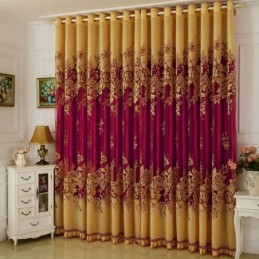 Luxuriöser Transparenter Vorhang, Maßgefertigt, Jacquard, Gelbe Pfingstrose, Wohnzimmer, Schlafzimmer, Fensterbehandlung