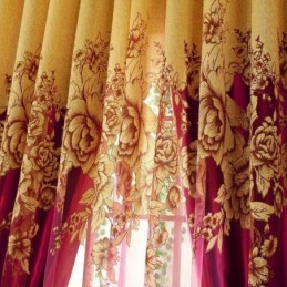 Luxuriöser Transparenter Vorhang, Maßgefertigt, Jacquard, Gelbe Pfingstrose, Wohnzimmer, Schlafzimmer, Fensterbehandlung