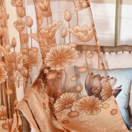 Moderner Minimalistischer Voile-Vorhang Nach Maß, Vorhang, Braun, Jacquard, Wohnzimmer, Fenster, Durchsichtig