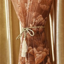 Moderner Minimalistischer Voile-Vorhang Nach Maß, Vorhang, Braun, Jacquard, Wohnzimmer, Fenster, Durchsichtig