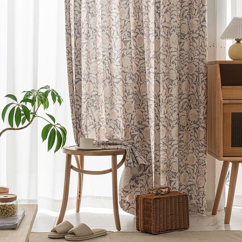 Amerikanischer Bedruckter Vorhang, Maßgefertigt, Vorhang Mit Granatapfelblüte, Polyester