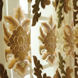 Halbverdunkelungsvorhang, Maßgefertigt, Vorhang Mit Europäischer Blumenstickerei Für Wohnzimmer Und Schlafzimmer