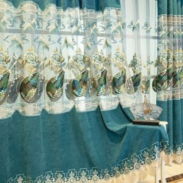 Halbverdunkelungsvorhang, Maßgefertigt, Vorhang Im Chinesischen Stil, Chenille-Pipa-Stickerei Für Wohnzimmer Und Schlafzimmer