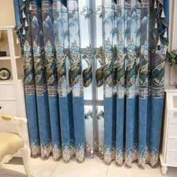 Halbverdunkelungsvorhang, Maßgefertigt, Vorhang Im Chinesischen Stil, Chenille-Pipa-Stickerei Für Wohnzimmer Und Schlafzimmer