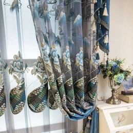Halbverdunkelungsvorhang, Maßgefertigt, Vorhang Im Chinesischen Stil, Chenille-Pipa-Stickerei Für Wohnzimmer Und Schlafzimmer
