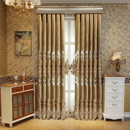 Chenille-Stickerei-Vorhang, Maßgefertigt, Halbverdunkelnd, Europäische Blume, Für Wohnzimmer Und Schlafzimmer