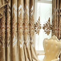 Chenille-Stickerei-Vorhang, Maßgefertigt, Halbverdunkelnd, Europäische Blume, Für Wohnzimmer Und Schlafzimmer