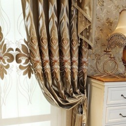 Chenille-Stickerei-Vorhang, Maßgefertigt, Halbverdunkelnd, Europäische Blume, Für Wohnzimmer Und Schlafzimmer