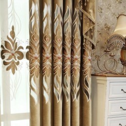 Chenille-Stickerei-Vorhang, Maßgefertigt, Halbverdunkelnd, Europäische Blume, Für Wohnzimmer Und Schlafzimmer