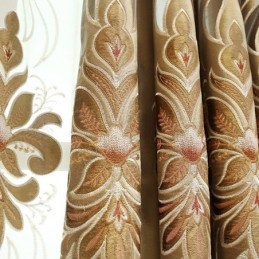 Chenille-Stickerei-Vorhang, Maßgefertigt, Halbverdunkelnd, Europäische Blume, Für Wohnzimmer Und Schlafzimmer