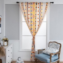 Nordischen Stil Leinen Vorhänge Geometrisch Gedruckt Für Wohnzimmer Schlafzimmer