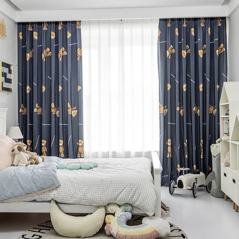Baumwollvorhang Nach Maß, Vorhang Mit Bären-Print, Kinder-Stil