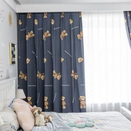 Baumwollvorhang Nach Maß, Vorhang Mit Bären-Print, Kinder-Stil