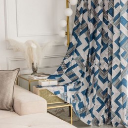 Chenille-Vorhänge, Geometrisch Bedruckt, Nordischer Stil, Verdunkelung