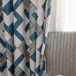 Chenille-Vorhänge, Geometrisch Bedruckt, Nordischer Stil, Verdunkelung