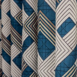 Chenille-Vorhänge, Geometrisch Bedruckt, Nordischer Stil, Verdunkelung