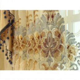 Halbverdunkelungsvorhang, Maßgefertigter Vorhang, Europäische Blumenstickerei, Kaschmirimitat, Für Wohnzimmer