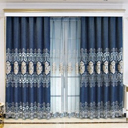 Chenille Halbverdunkelungsvorhang, Maßgefertigt, Vorhang Mit Europäischer Blumenstickerei, Für Wohnzimmer Und Schlafzimmer