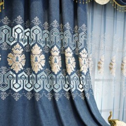 Chenille Halbverdunkelungsvorhang, Maßgefertigt, Vorhang Mit Europäischer Blumenstickerei, Für Wohnzimmer Und Schlafzimmer