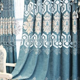Chenille Halbverdunkelungsvorhang, Maßgefertigt, Vorhang Mit Europäischer Blumenstickerei, Für Wohnzimmer Und Schlafzimmer