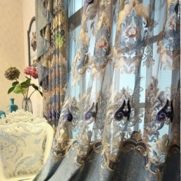 Chenille-Halbverdunkelungsvorhang, Maßgefertigt, Vorhang Mit Europäischer Blumenstickerei, Für Wohnzimmer Und Schlafzimmer