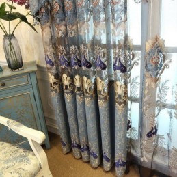 Chenille-Halbverdunkelungsvorhang, Maßgefertigt, Vorhang Mit Europäischer Blumenstickerei, Für Wohnzimmer Und Schlafzimmer