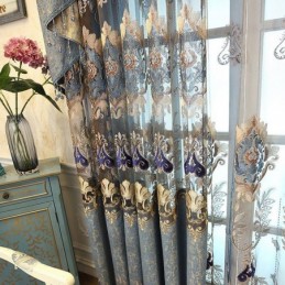 Chenille-Halbverdunkelungsvorhang, Maßgefertigt, Vorhang Mit Europäischer Blumenstickerei, Für Wohnzimmer Und Schlafzimmer