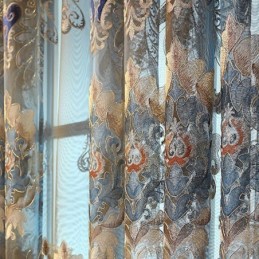 Chenille-Halbverdunkelungsvorhang, Maßgefertigt, Vorhang Mit Europäischer Blumenstickerei, Für Wohnzimmer Und Schlafzimmer